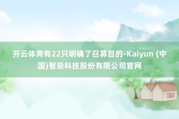 开云体育有22只明确了召募目的-Kaiyun (中国)智能科技股份有限公司官网