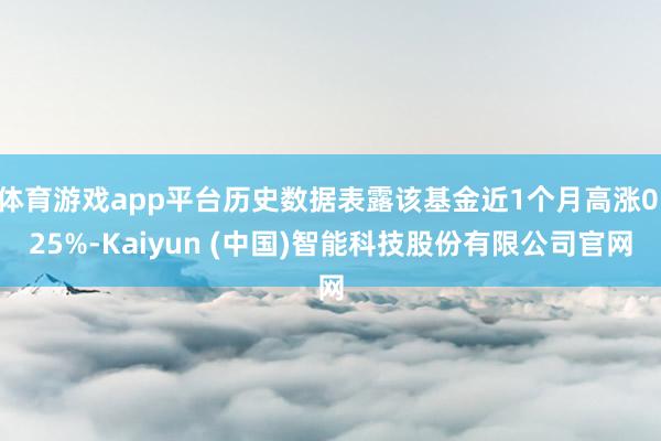 体育游戏app平台历史数据表露该基金近1个月高涨0.25%-Kaiyun (中国)智能科技股份有限公司官网