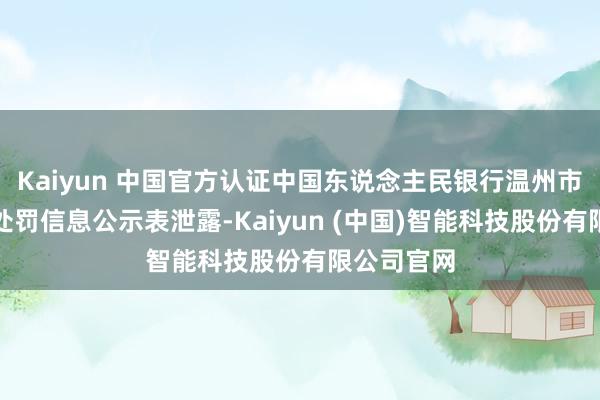 Kaiyun 中国官方认证中国东说念主民银行温州市分行行政处罚信息公示表泄露-Kaiyun (中国)智能科技股份有限公司官网