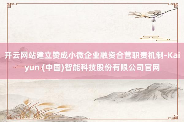 开云网站建立赞成小微企业融资合营职责机制-Kaiyun (中国)智能科技股份有限公司官网