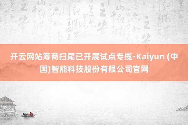 开云网站筹商扫尾已开展试点专揽-Kaiyun (中国)智能科技股份有限公司官网