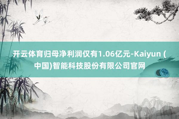开云体育归母净利润仅有1.06亿元-Kaiyun (中国)智能科技股份有限公司官网