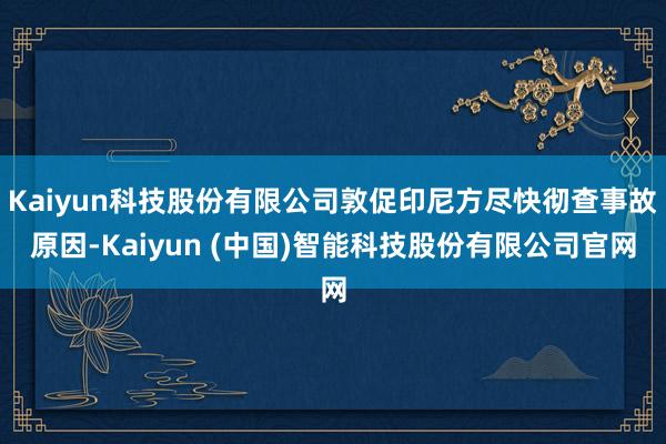 Kaiyun科技股份有限公司敦促印尼方尽快彻查事故原因-Kaiyun (中国)智能科技股份有限公司官网